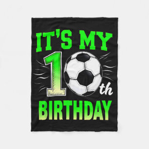 Cobertor De Velo É o meu 10º aniversário menino futebol Ll 