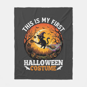 Cobertor De Velo É Primeiro Fantasia de Halloween Gato Preto Vassou