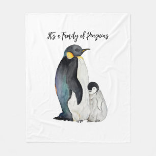 Cobertor De Velo É uma família de pinguins desenhando aquarela