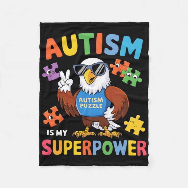 Cobertor De Velo Eagle Autism É O Meu Verdadeiro Accept Support Lov (Frente)
