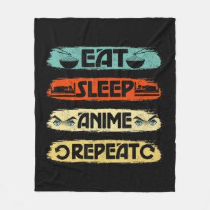 Cobertor De Velo Eat Sleep Anime Repete Ramen Kawaii Japonês Manga