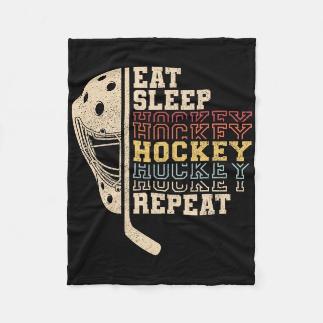 Cobertor De Velo Eat Sleep Hockey Repeat Men Boys Kid Funny Ice Hoc (Frente)