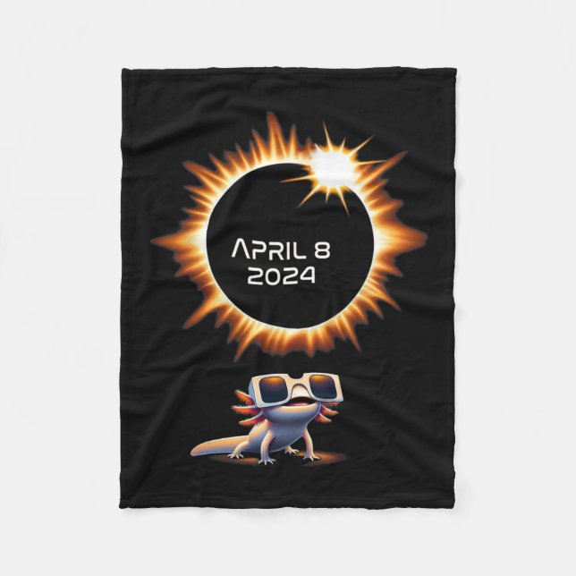 Cobertor De Velo Eclipse Solar Total 2024 Axolotl Em Glas Astronômi (Frente)