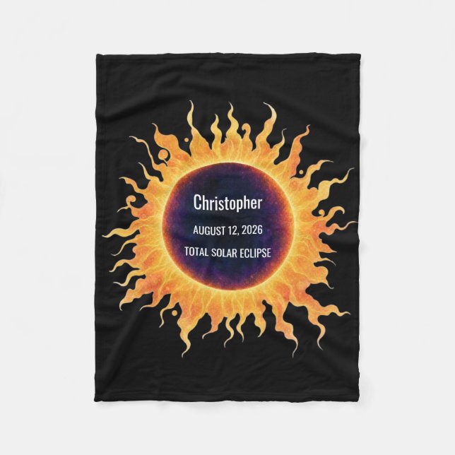 Cobertor De Velo Eclipse Total Solar Total Solar Eclipse 2026 Nome  (Frente)