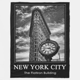 Cobertor De Velo Edifício Flatiron e Relógio em Preto e Branco