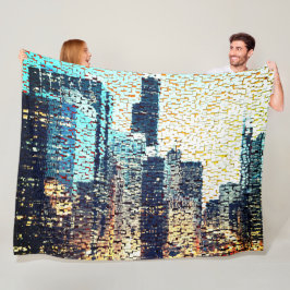 Cobertor De Velo Edifícios da cidade azul em mosaico com alivio