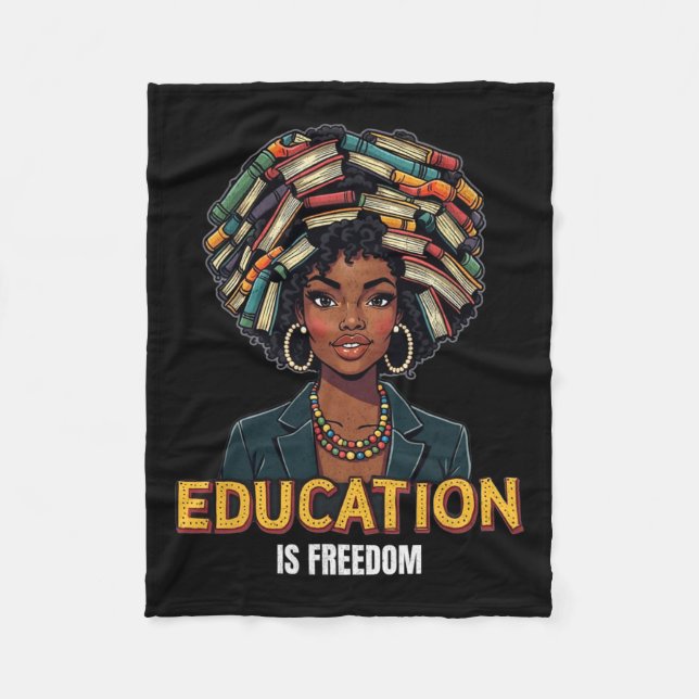 Cobertor De Velo Educação é Liberdade História Negra Mês Professor  (Frente)
