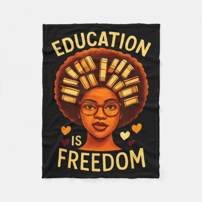 Cobertor De Velo Educação É Liberdade Professor Negro Melanizado Pr (Frente)