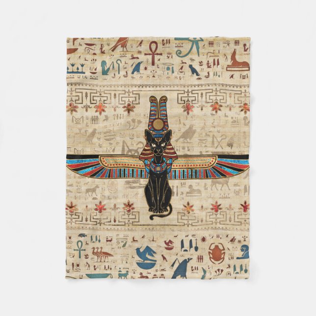 Cobertor De Velo Egyptian Cat - Bastet on papyrus (Frente)