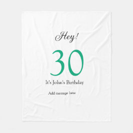 Cobertor De Velo Ei é o 30º aniversário letra preta verde negrito n
