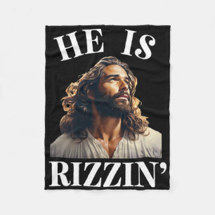 Cobertor De Velo Ele é Rizzin - Engraçado Jesus Páscoa Cristã dizen