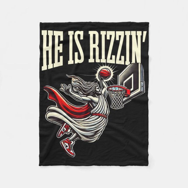 Cobertor De Velo Ele É Rizzin Engraçado Jesus Sketll Meme  (Frente)