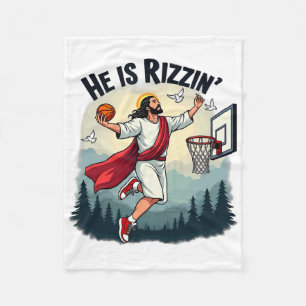 Cobertor De Velo Ele Está Rizin Páscoa Jesus Jogando Bysketbyll Hoo