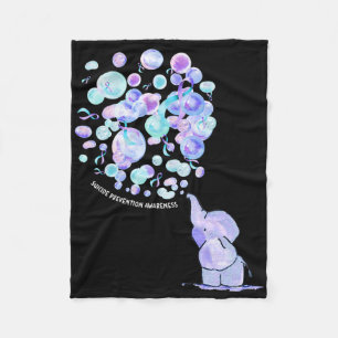 Cobertor De Velo Elefante Azul Roxo Lloons Prevenção ao Suicídio Aw