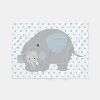 Cobertor De Velo Elefante bonito do azul do bebé