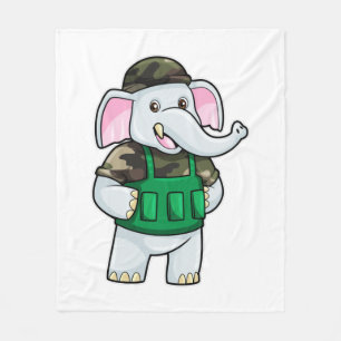 Cobertor De Velo Elefante como Soldado com Uniforme e Capacete