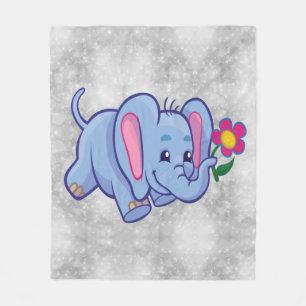 Cobertor De Velo Elefante de desenho animado fofo