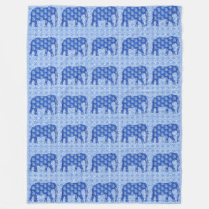 Cobertor De Velo Elefante de Paisley - azul de cobalto e branco