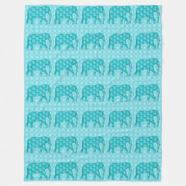 Cobertor De Velo Elefante de Paisley - turquesa e aqua (Frente)