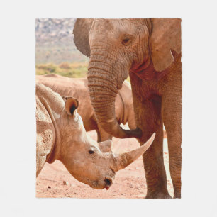 COBERTOR DE VELO ELEFANTE E RHINO NÃO GOSTAM UM DO OUTRO