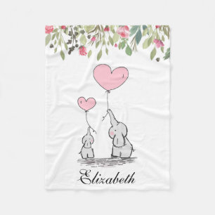 Cobertor De Velo Elefante Floral Flores Rosa Bebê Mãe