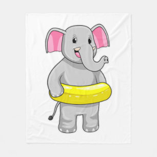 Cobertor De Velo Elefante Nadando com Lifebuoy
