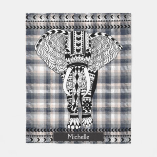 Cobertor De Velo Elefante Padrão Da Xadrez Da Cinza Heather