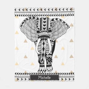 Cobertor De Velo Elefante Padrão Tribal Trendy Dourados Triangles