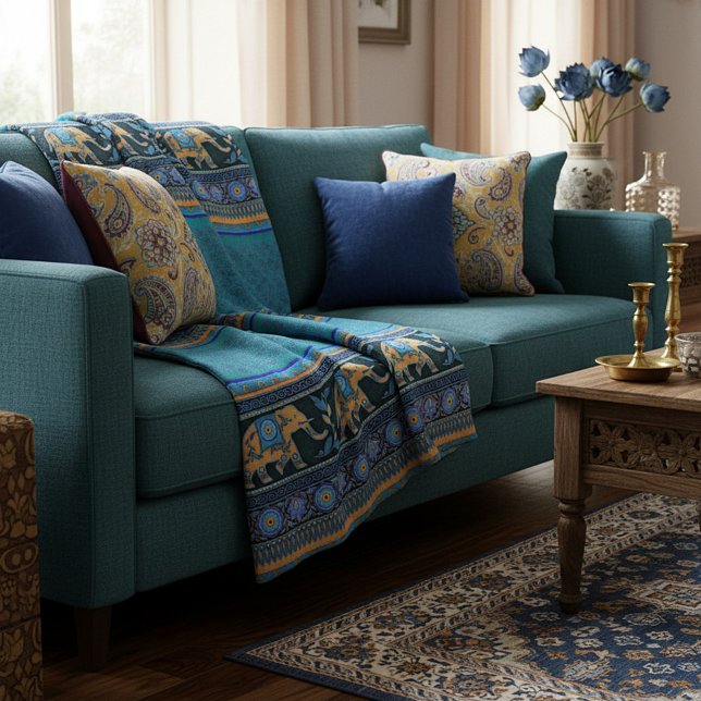 Cobertor De Velo Elefantes azuis (Criador carregado)