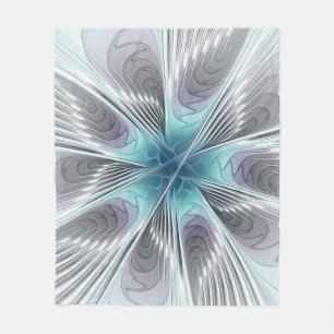 Cobertor De Velo Elegance Modern Blue Cinza White Fractal Art Flowe