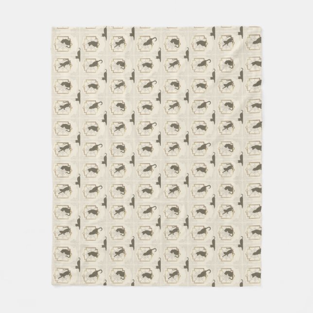 Cobertor De Velo Elegant Art Deco Cats - Beige (Frente)