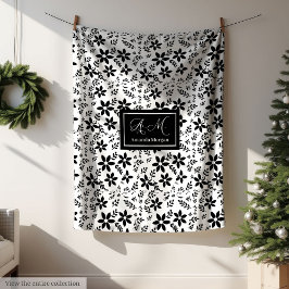 Cobertor De Velo Elegant Black White Blanket Trendy Color Botanical