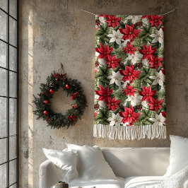 Cobertor De Velo Elegant Christmas red and white poinsettia Holiday