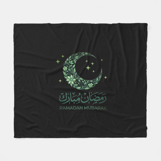 Cobertor De Velo Elegant Green Floral Crescent Ramadan Mubarak Arab (Frente (Horizontal))