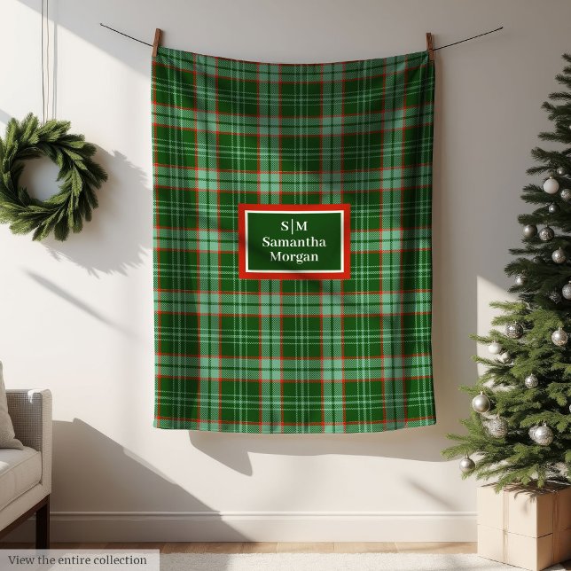 Cobertor De Velo Elegant Holiday Blanket Red Green Monogram Touch (Elegant Holiday Blanket Red Green Monogram Touch)