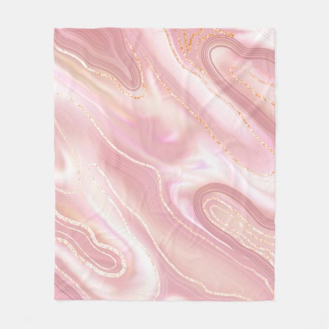 Cobertor De Velo Elegant marble texture. Rose gold liquid shiny tex (Frente)