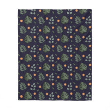 Elegant Navy Watercolor Botanical Leaf Floral