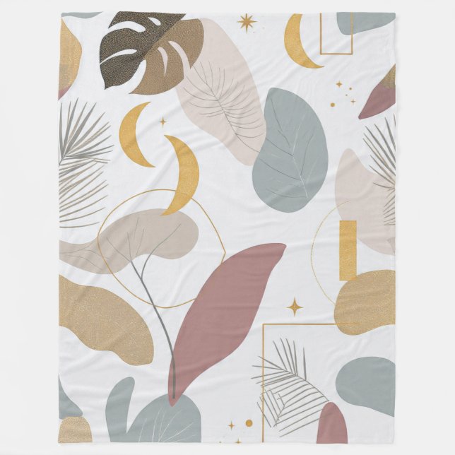 Cobertor De Velo Elegant Sage & Blush Abstract Botanical Throw Blan (Frente)