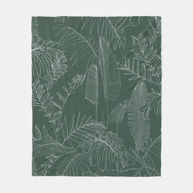 Cobertor De Velo Elegant seamless pattern with green hand drawn lin (Frente)