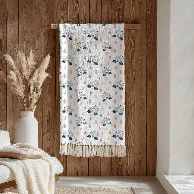 Cobertor De Velo Elegant Throw for Kids Navy Pink Rainbows Style (Elegant Throw for Kids Navy Pink Rainbows Style)