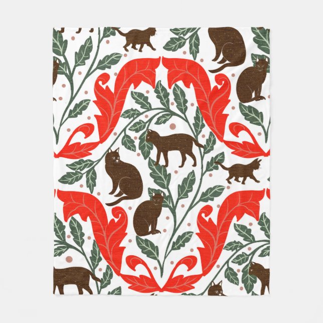 Cobertor De Velo Elegante Art Nouveau Blue Black Whimsical (Frente)