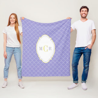Cobertor De Velo Elegante Azul Francês Amarelo Branco Treliça Monog