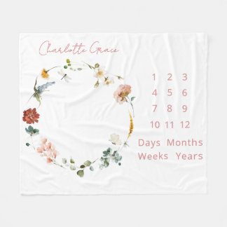 Cobertor De Velo Elegante Baby Milestone Pink Watercolor