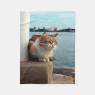 Cobertor De Velo Elegante Beach Cat Fleece Blanket