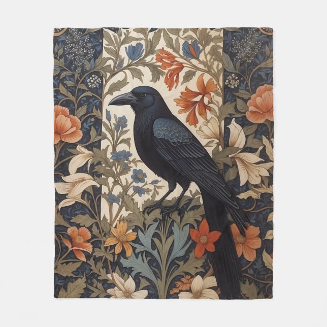 Cobertor De Velo Elegante Black Raven William Morris Inspirou Flora (Frente)