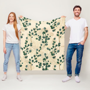 Cobertor De Velo Elegante Cream Green Whimsical Eucalyptus Greenery