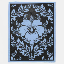 Cobertor De Velo elegante damasco azul e preto