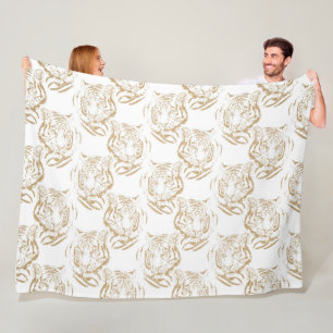 Cobertor De Velo Elegante Design Branco com Estampa de Tigre em Bri