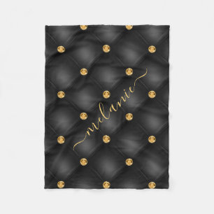 Cobertor De Velo Elegante Dourado Diamante Negro Tufado Luxo Seu No