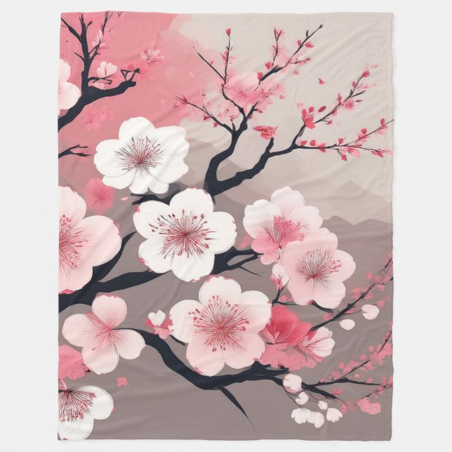 Cobertor De Velo Elegante Flor de Cerejeira Asiática Oriental (Frente)